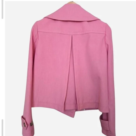 Ann Taylor Pink Trench Pea Coat size 00 Double Breasted Short Pea Coat - Picture 4 of 13